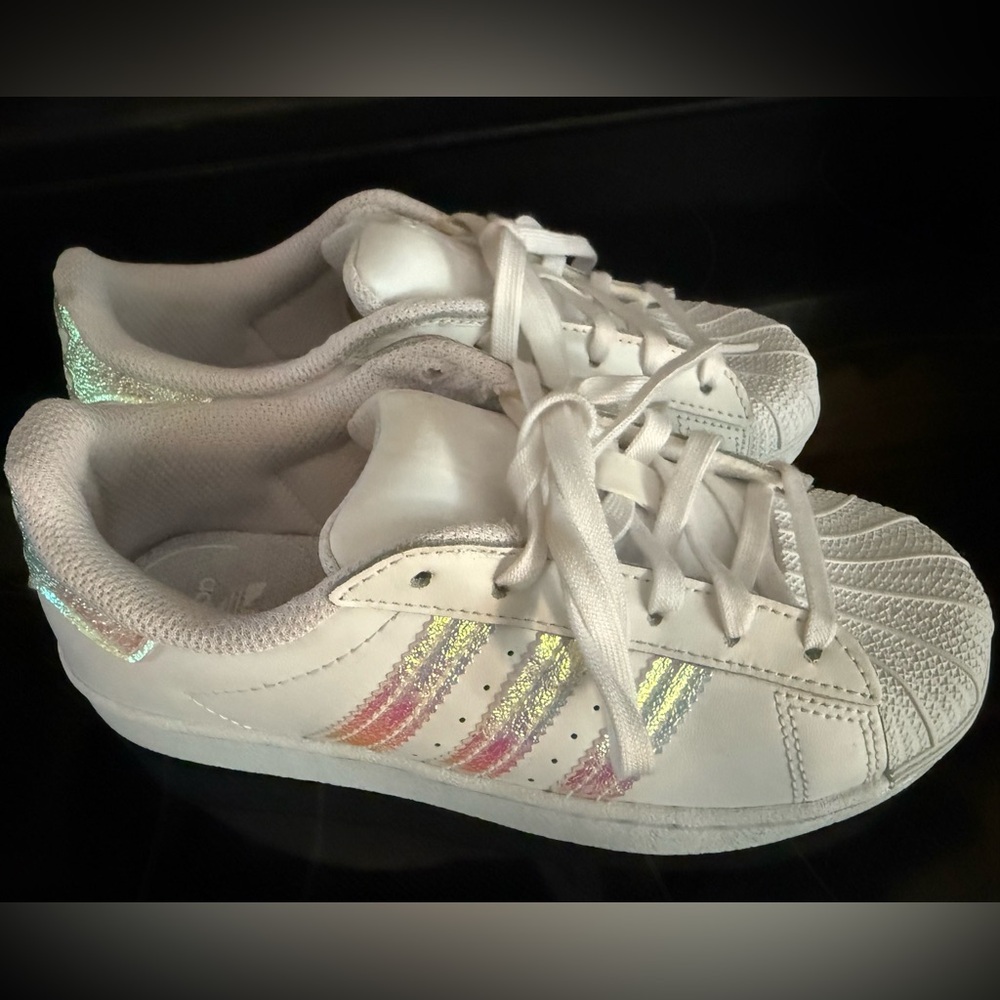 Adidas Kids Sneakers with White and Iridescent Accents NWOT
